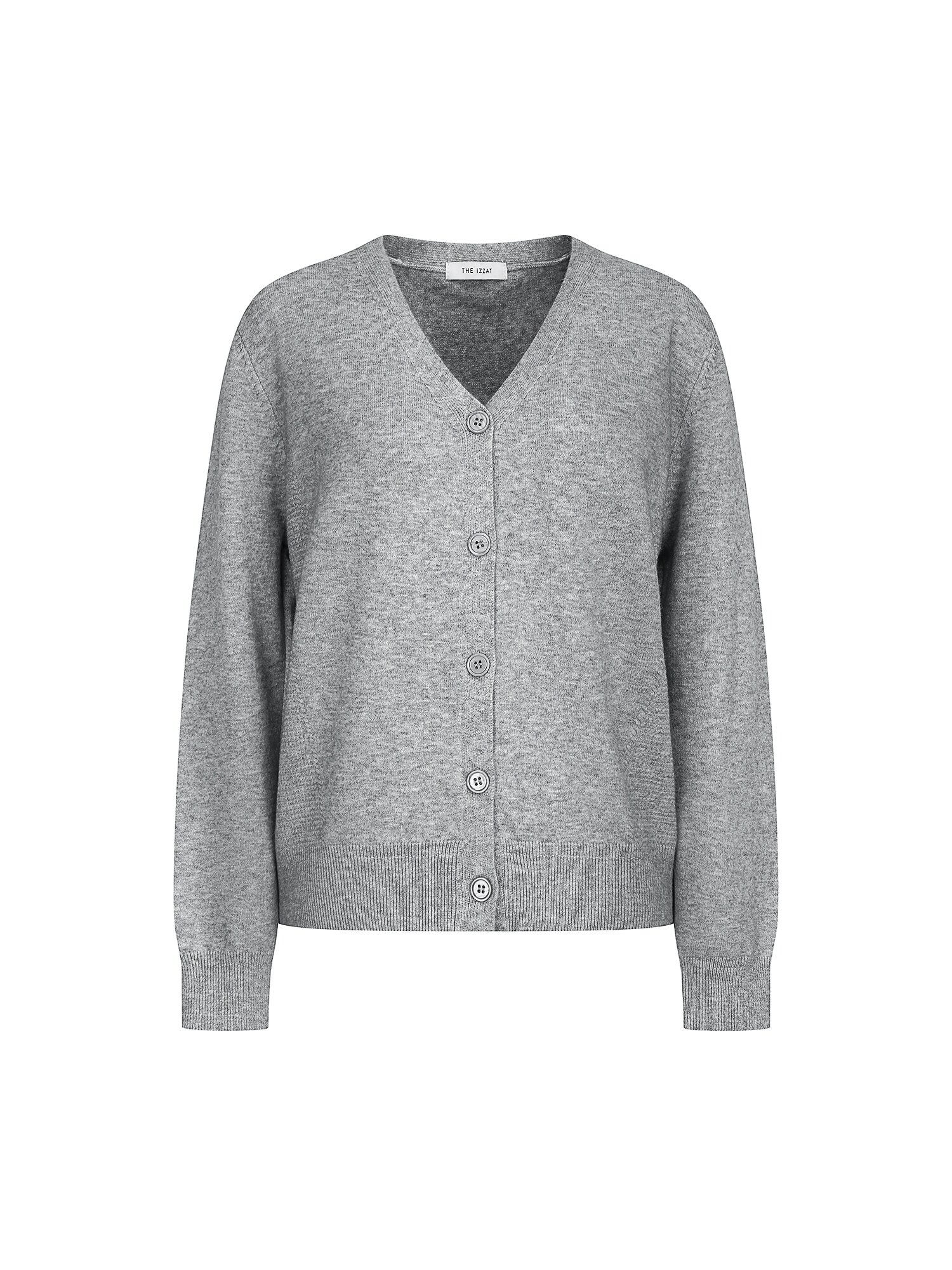텍스쳐 블록 브이넥 가디건 (GREY)