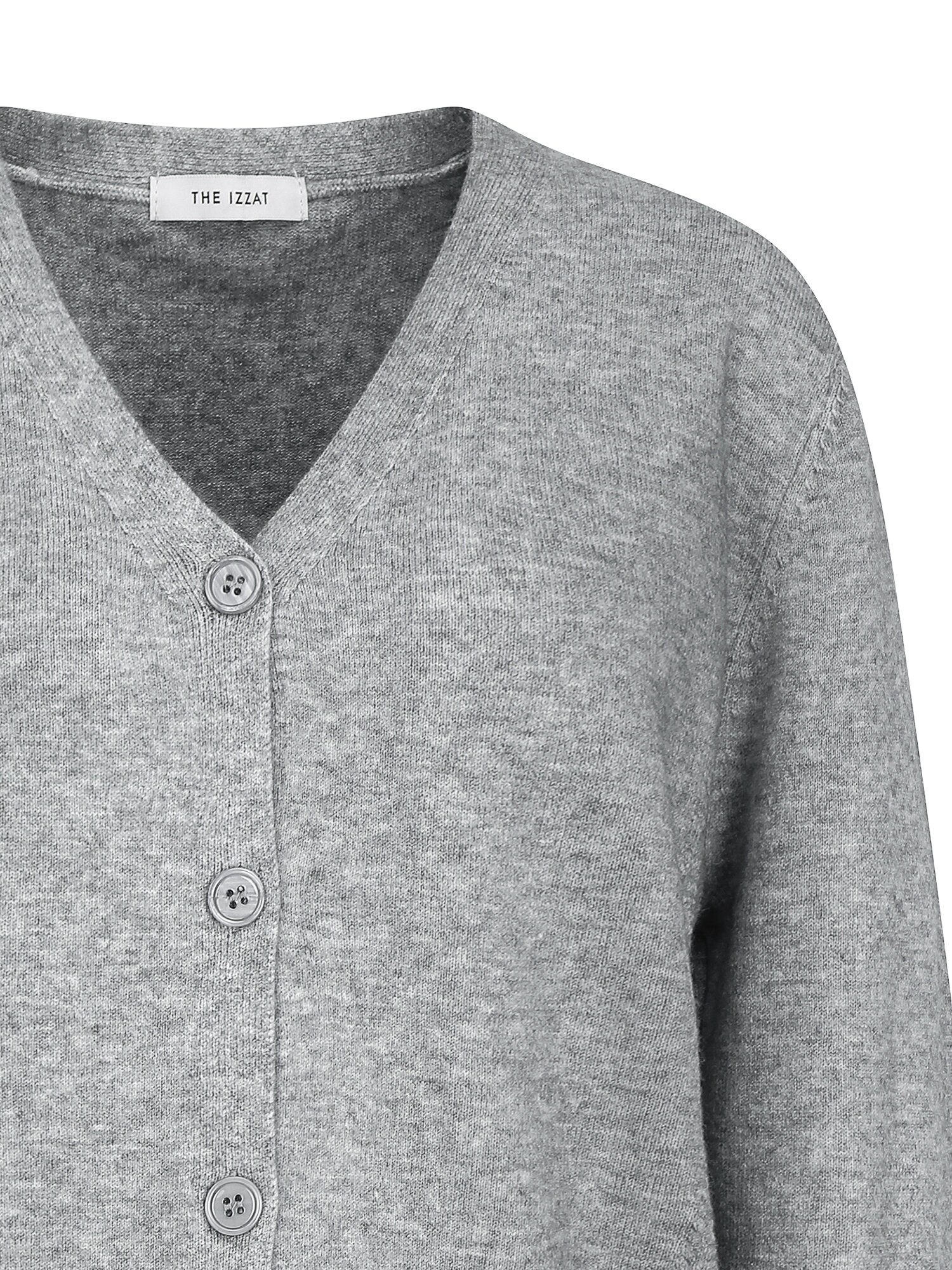 텍스쳐 블록 브이넥 가디건 (GREY)