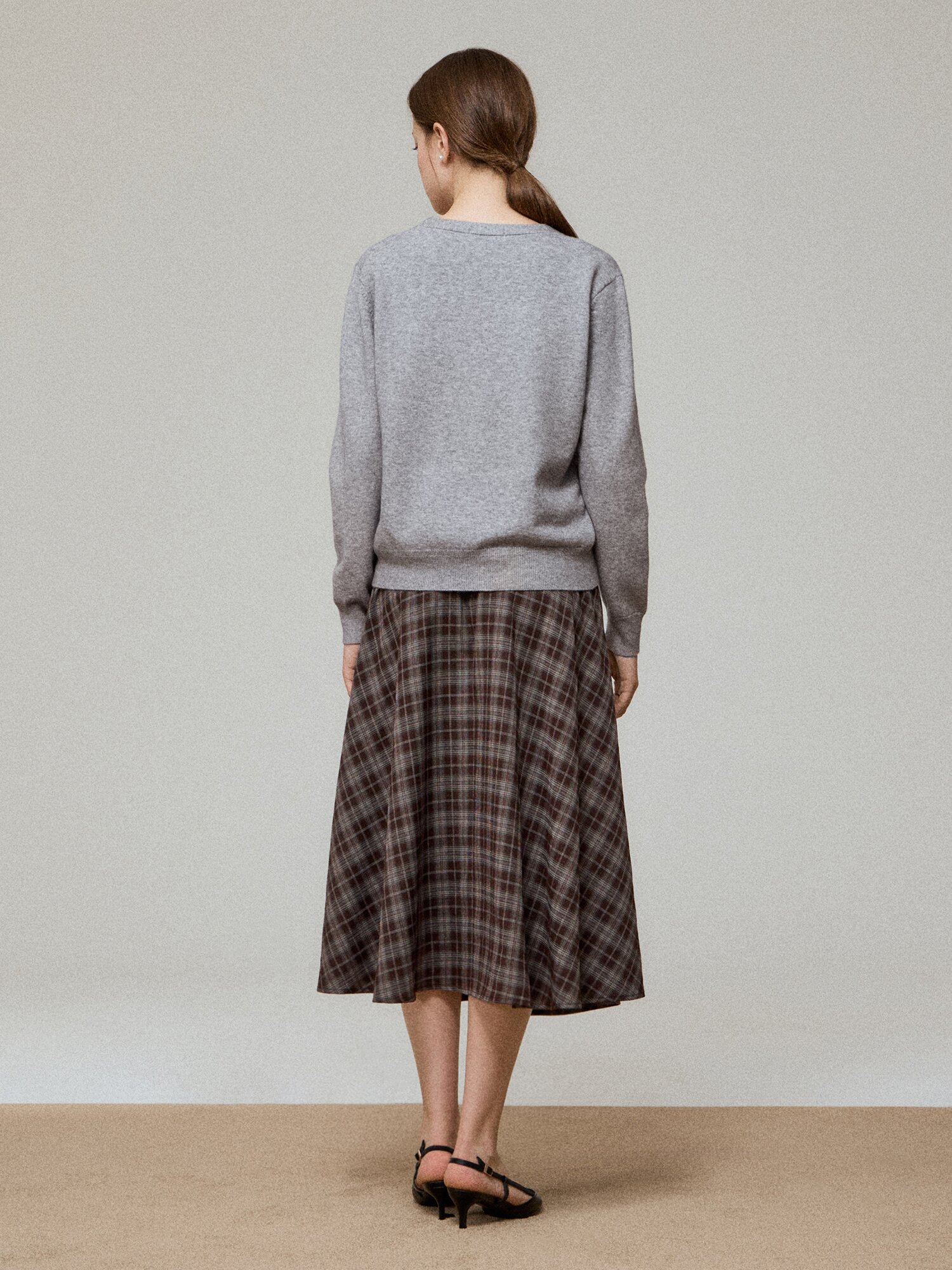 텍스쳐 블록 브이넥 가디건 (GREY)
