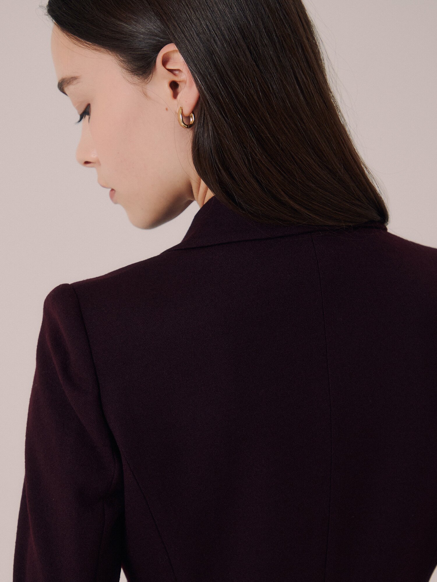 포멀 울 피크드 라펠 더블 재킷 (BURGUNDY)