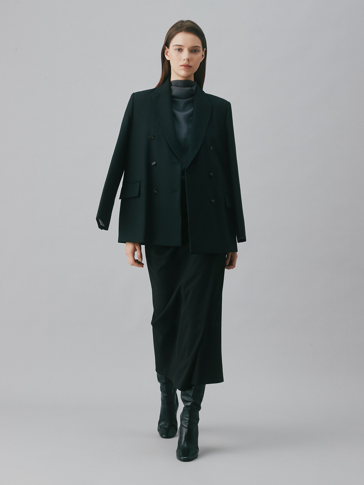 언밸런스 랩 H라인 스커트 (BLACK)