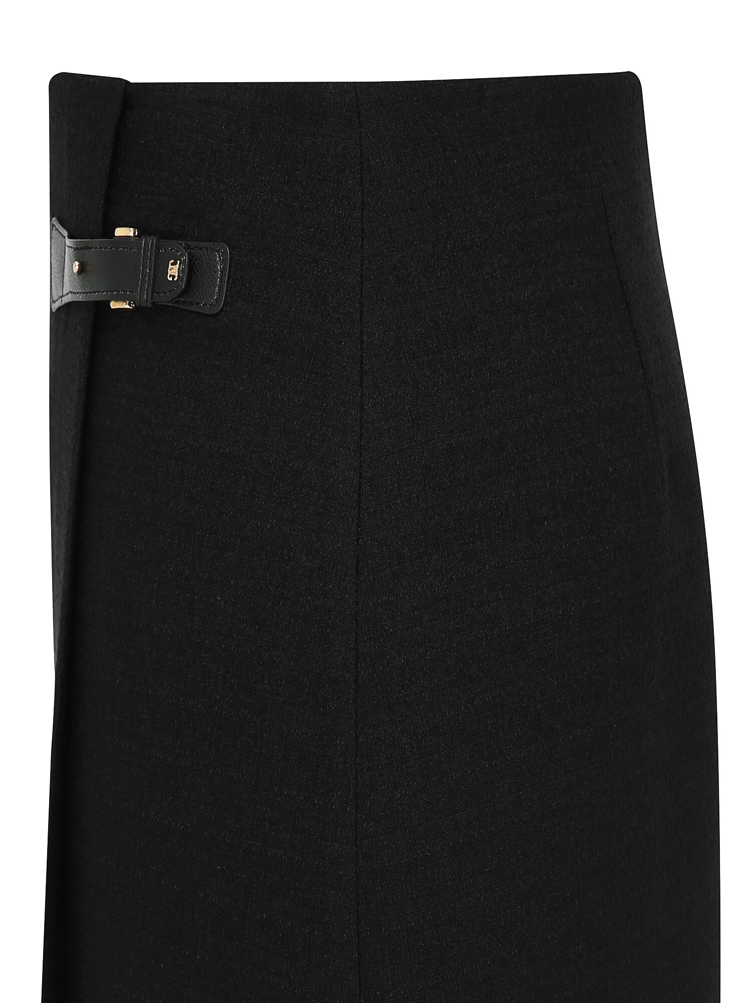 레더 장식 랩 미니 스커트 (BLACK)
