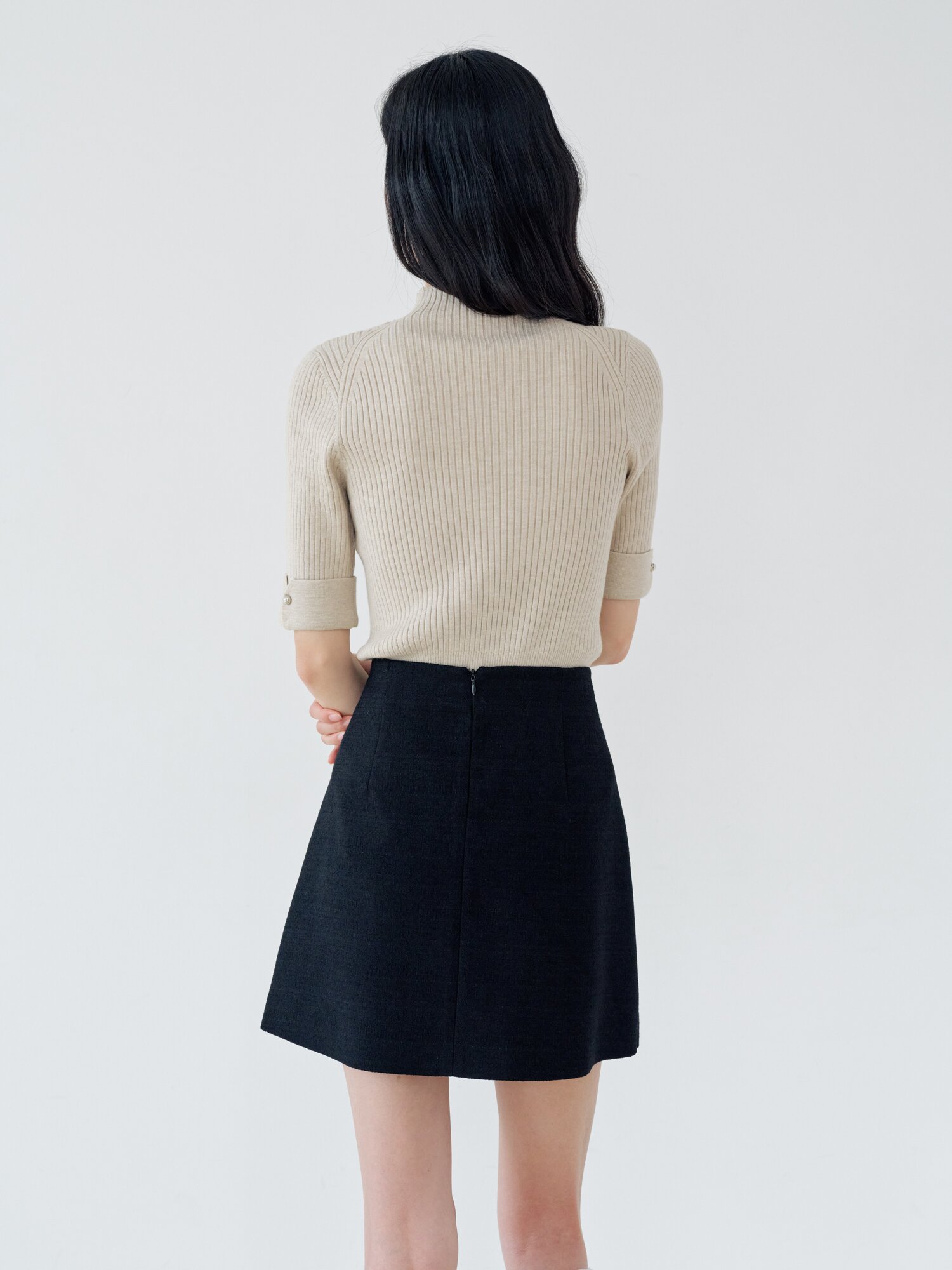레더 장식 랩 미니 스커트 (BLACK)