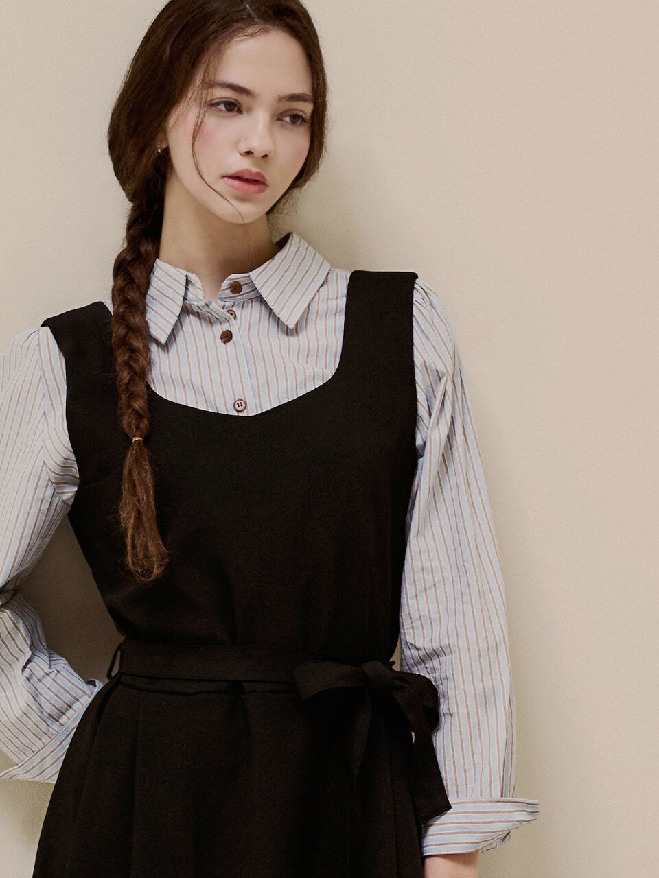 벨티드 슬리브리스 드레스_2 Colors