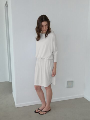 Drape Shirring Mini Dress_Ivory