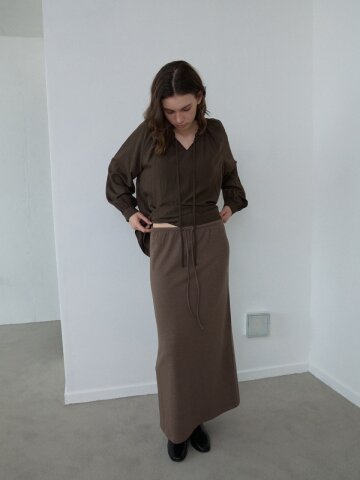 Jacquard Maxi Skirt_Choco Brown
