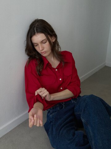 Double Pocket Shirt_Red