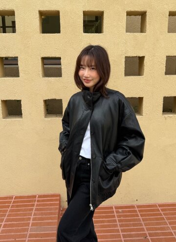 Soft faux Leather Padded Blouson_BLACK