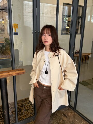 Cotton Stand Collar Snap Jumper_IVORY
