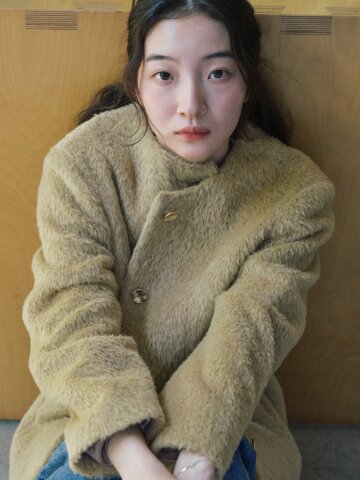 Suri Arpaca Round Mid Jacket_BEIGE