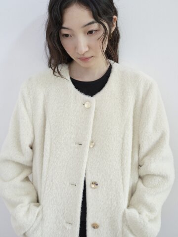 Suri Arpaca Round Mid Jacket_IVORY