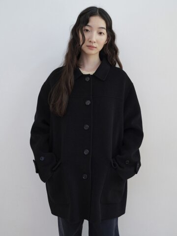 Wool Handmade Mid Coat_BLACK