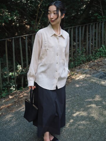 Silky Viscose Oversized Shirt_LIGHT BEIGE