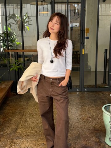 Basic 3/4 Sleeve Slim TEE_WHITE