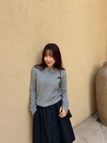 Reversible Button High Neck Knit_GREY