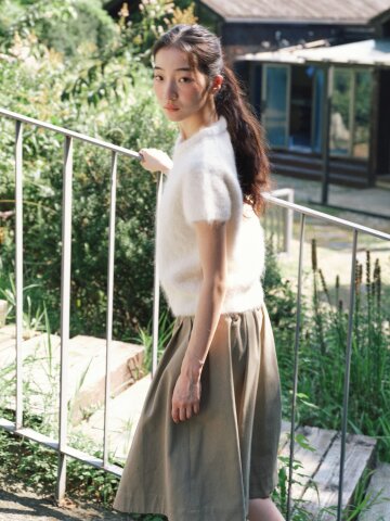 Alpaca Hairy Crop Knit_IVORY