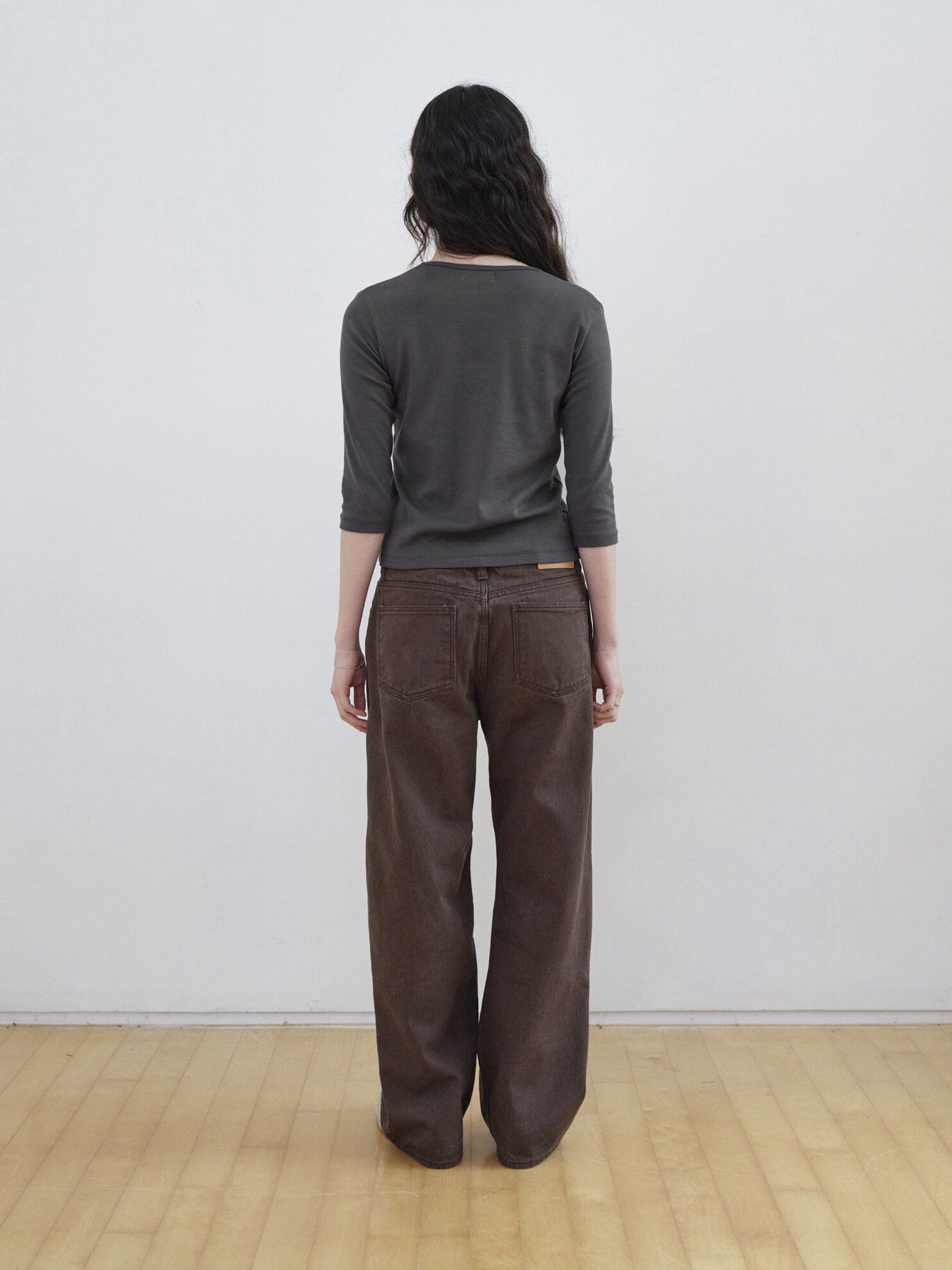 Soft Washing Color Straight Denim_BROWN