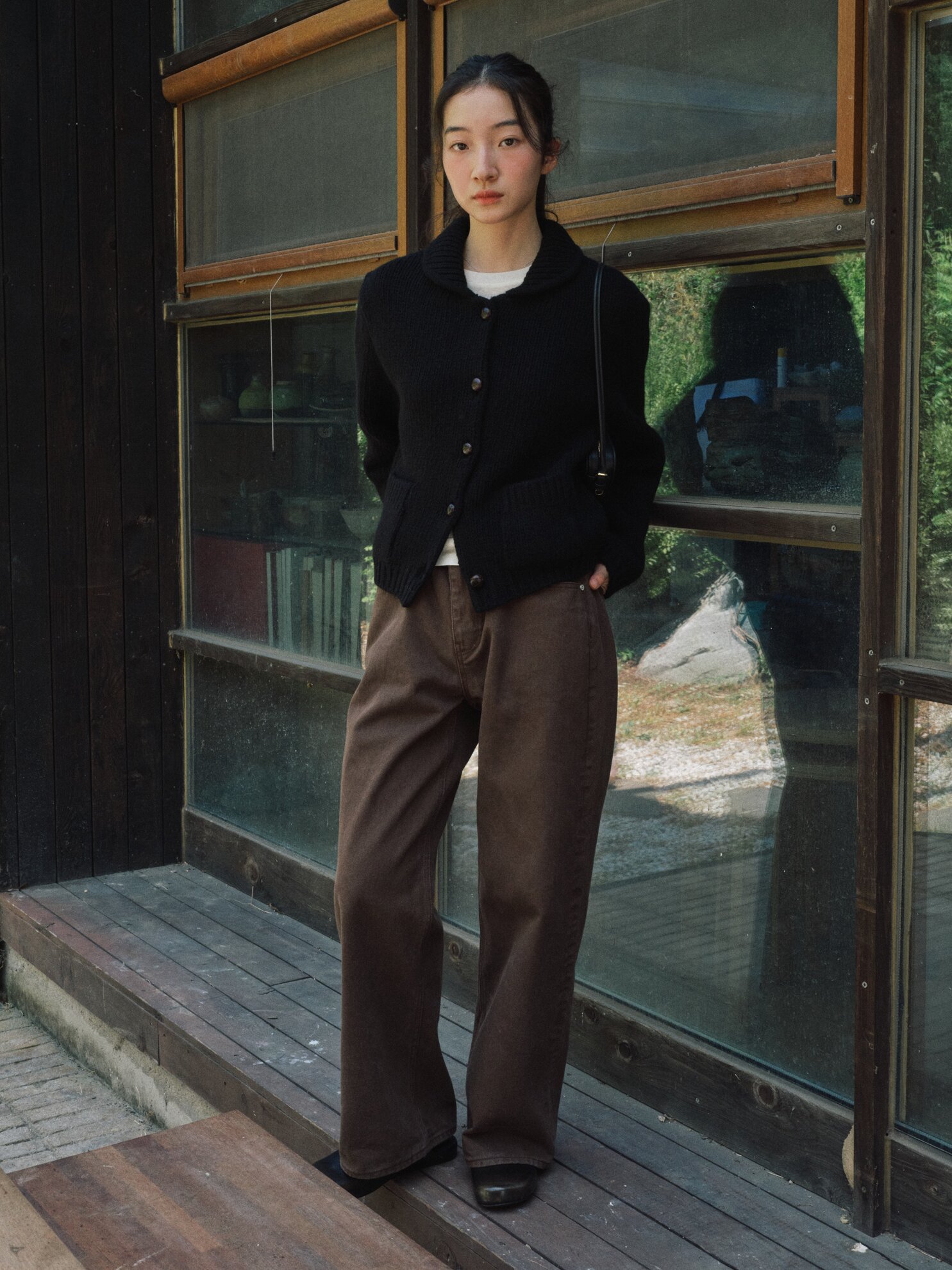 Soft Washing Color Straight Denim_BROWN