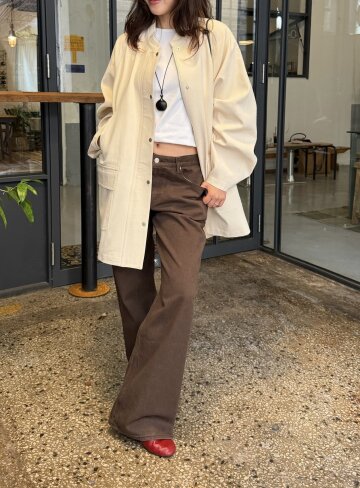 Soft Washing Color Straight Denim_BROWN
