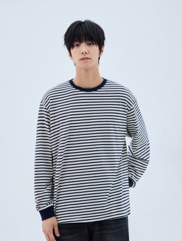 [MEN] 바켄 코튼 배색 스트라이프 긴팔 티셔츠 BK4343 (3COLOR)