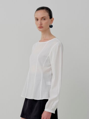 Classic Cotton Stripe Blouse - Ivory
