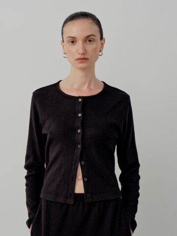 Daily Ribbed Cardigan - Black