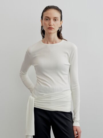 Soft Modal Scarf Rib T-Shirt - Ivory