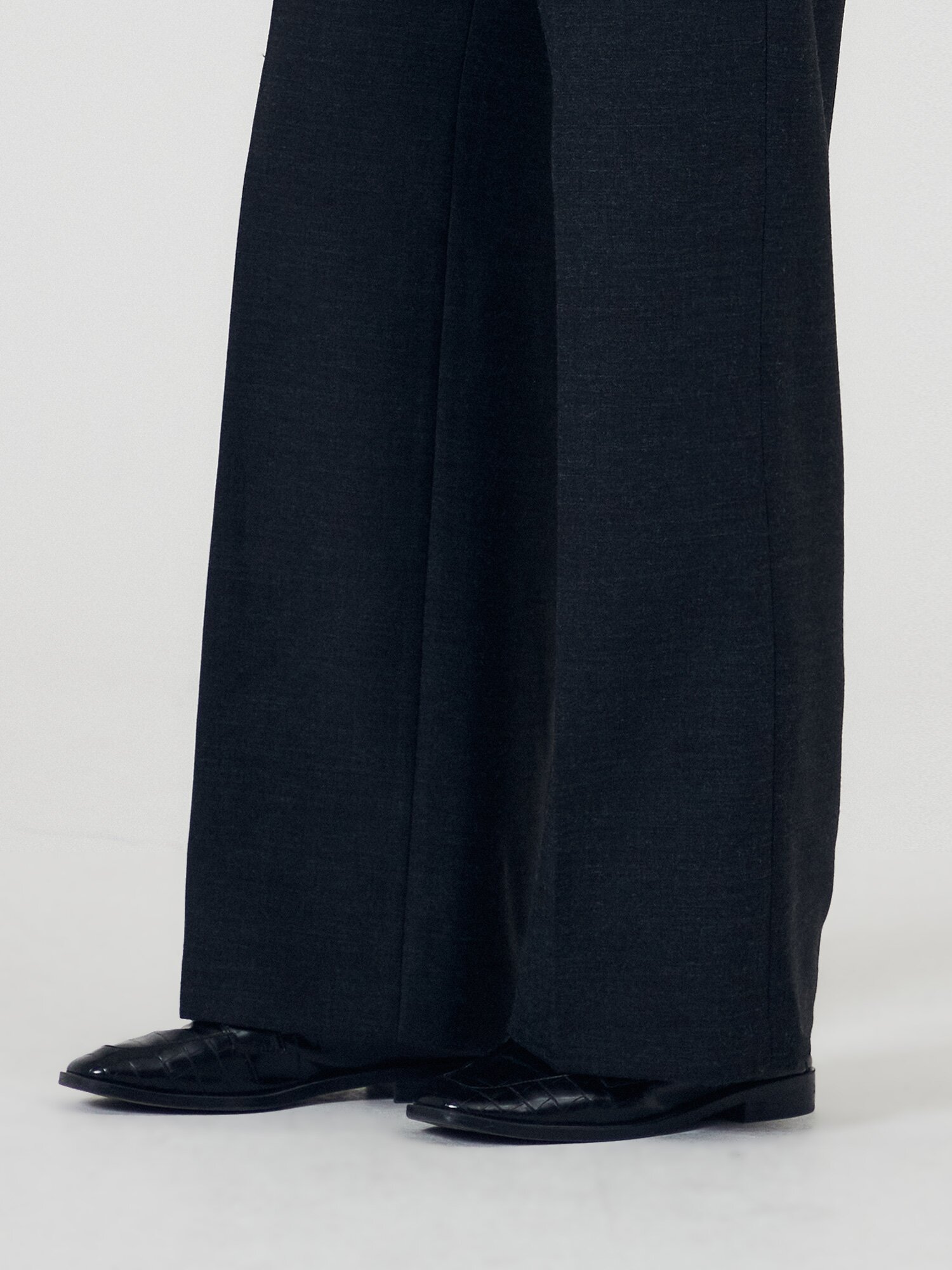 멜란지 와이드핏 슬랙스 팬츠 (DARK GREY)