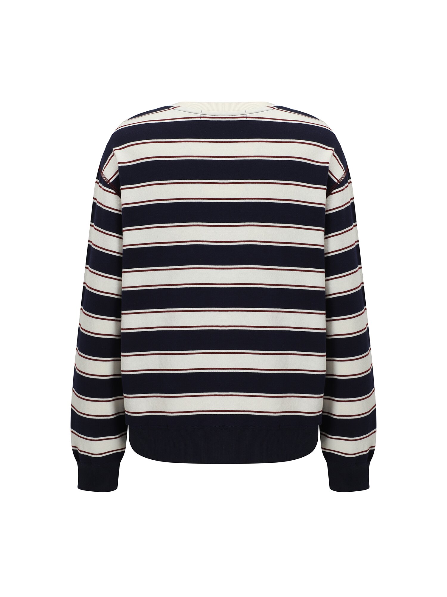 멀티 스트라이프 스티치 라운드넥 티셔츠 (NAVY)