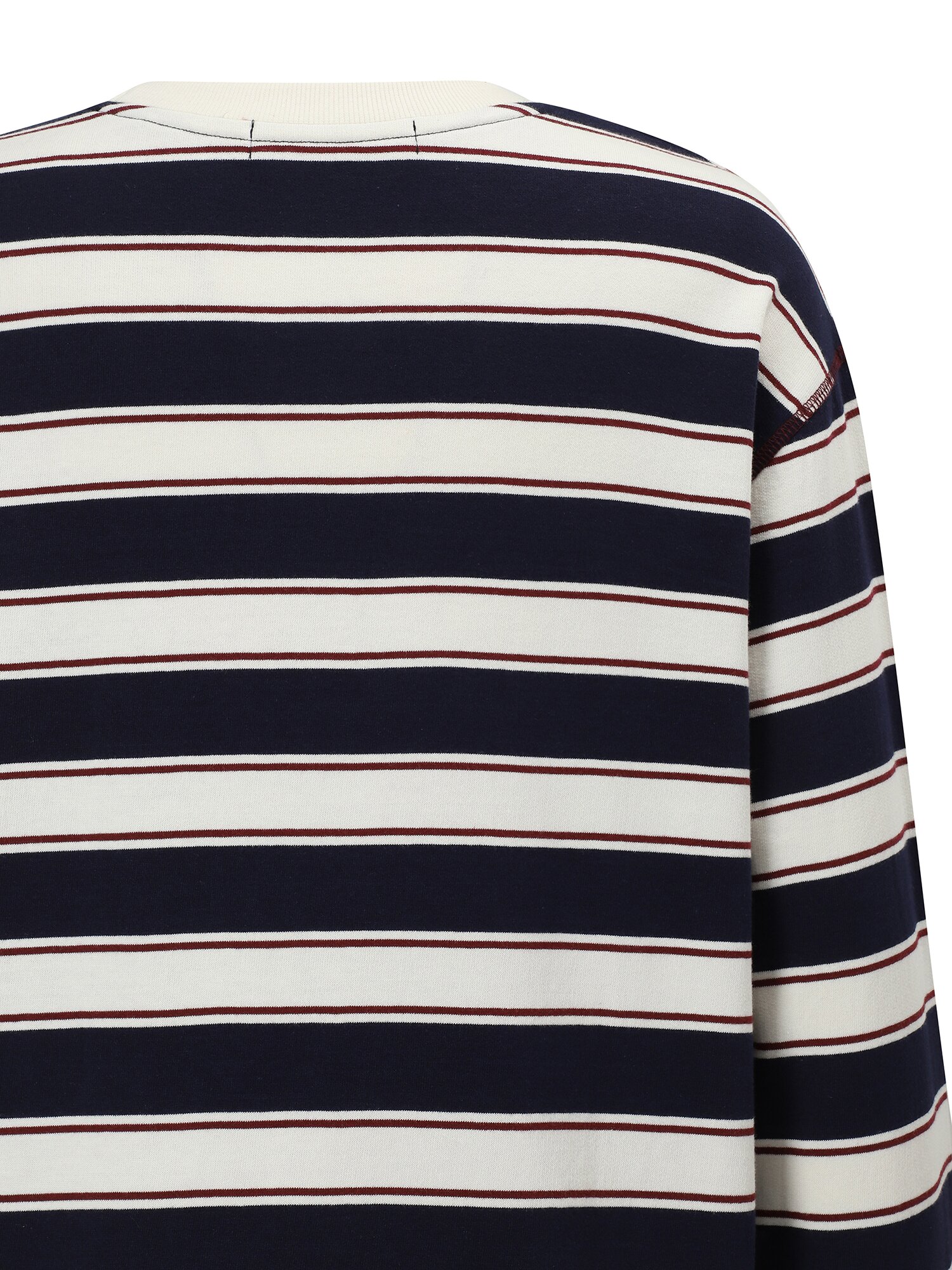 멀티 스트라이프 스티치 라운드넥 티셔츠 (NAVY)