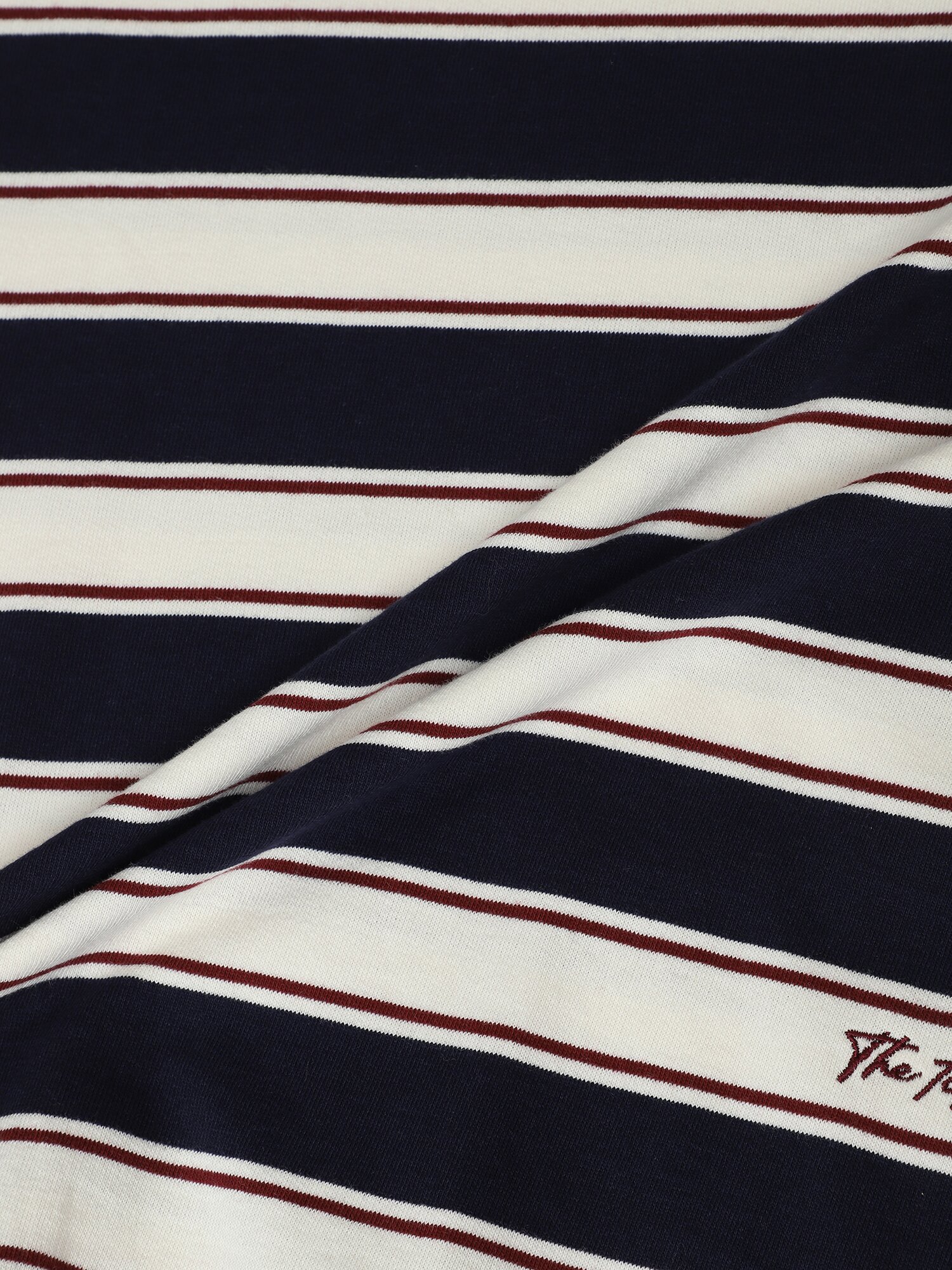 멀티 스트라이프 스티치 라운드넥 티셔츠 (NAVY)