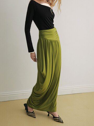YY_Pleated asymmetrical skirt