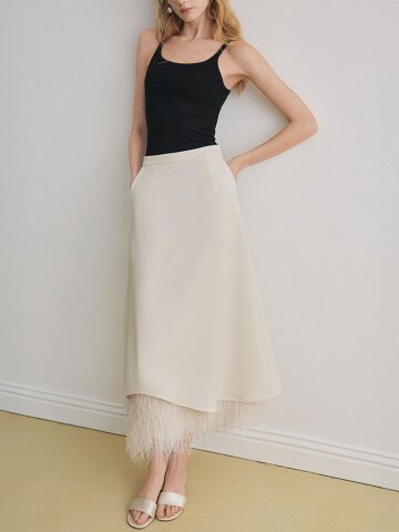 YY_Fringe hem midi skirt