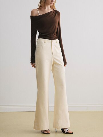 YY_Drape slim flared pants
