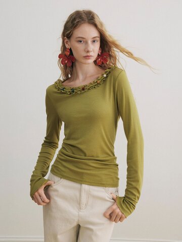 YY_Ruffle edge collar top_3color