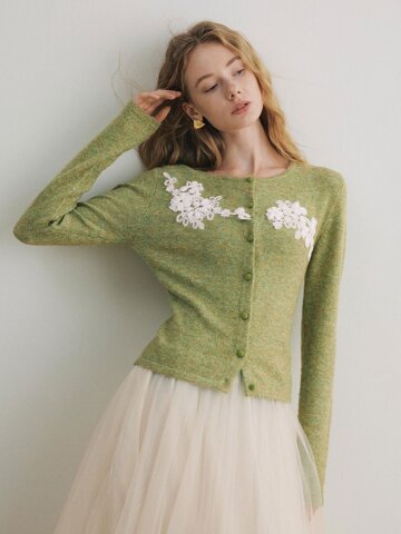 YY_Floral embroidered cardigan_2color