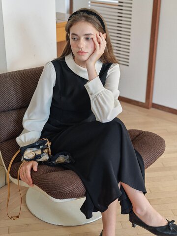 SR_Colorblock long-sleeve dress