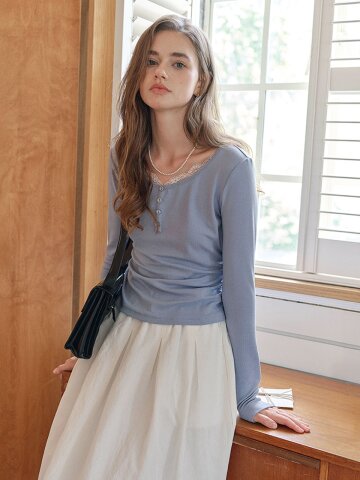 SR_Lace slimming knit top