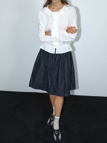 DD_Denim flare midi skirt
