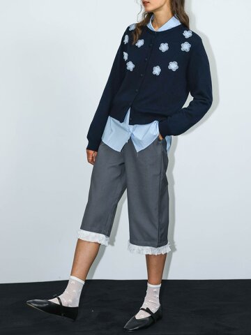 DD_Lace trim cropped pants