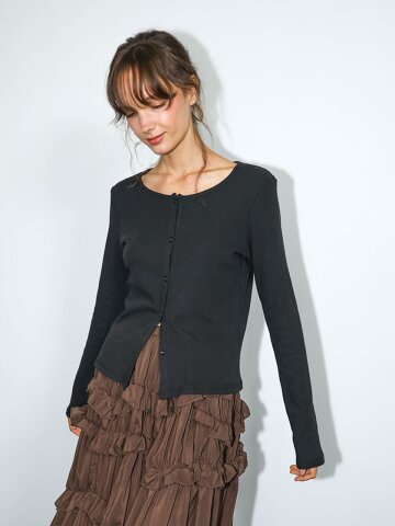 DD_Scoop neck fitted cardigan