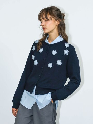 DD_3d floral knit cardigan