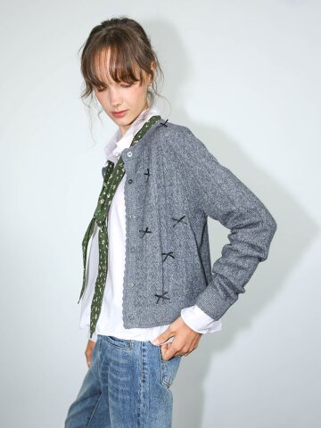 DD_Ribbon detail knit cardigan