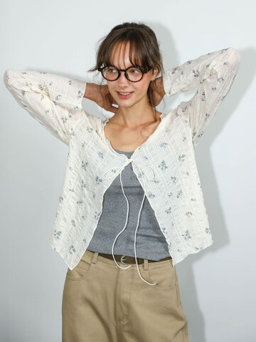 DD_Floral tie-front cardigan