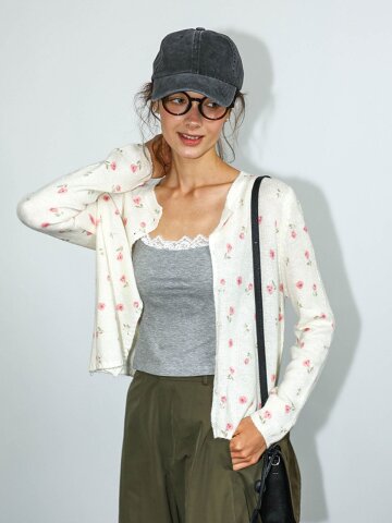 DD_Floral print knit cardigan