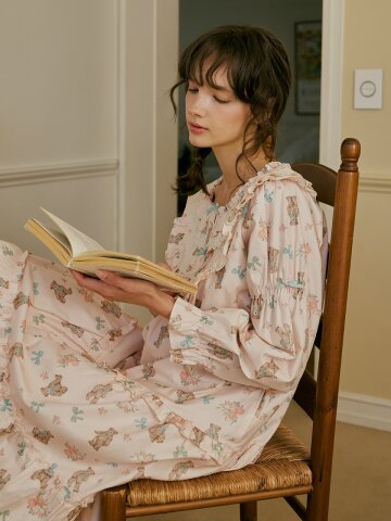 릴리베어 긴팔 원피스 연피치 (30수)