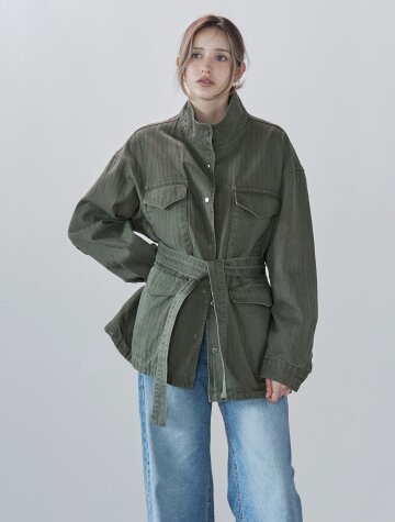 하이넥 헤링본 필드자켓 KHAKI