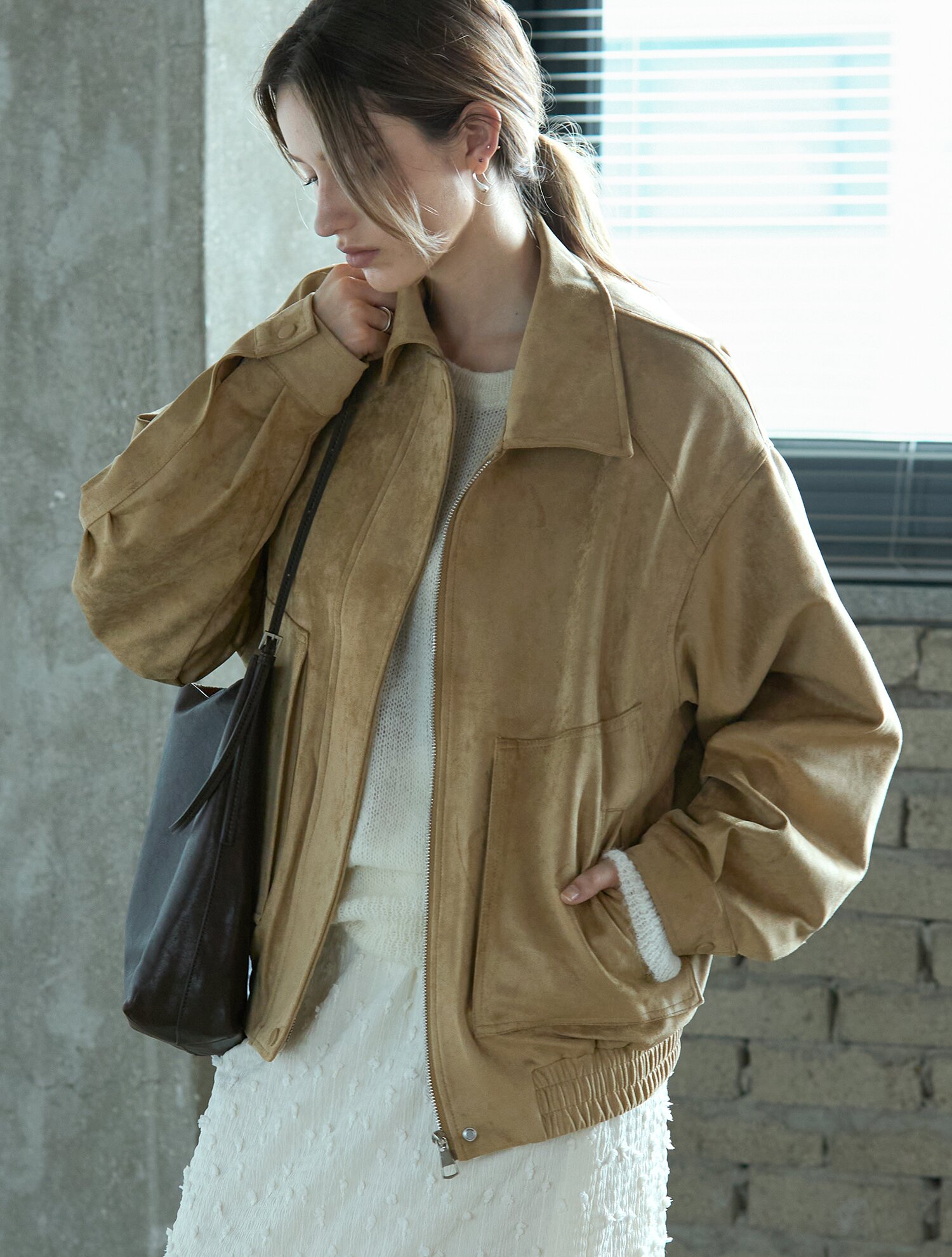 소프트 블루종 스웨이드자켓 BEIGE