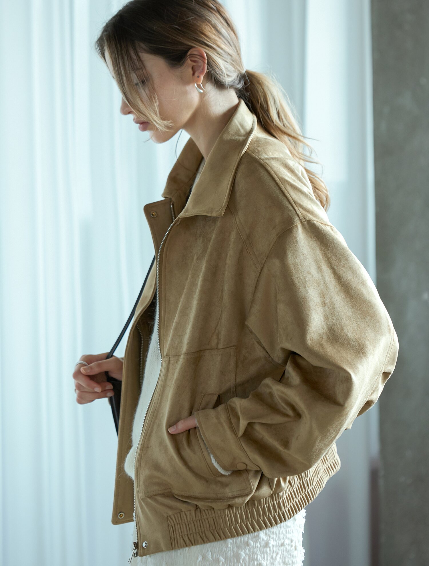 소프트 블루종 스웨이드자켓 BEIGE