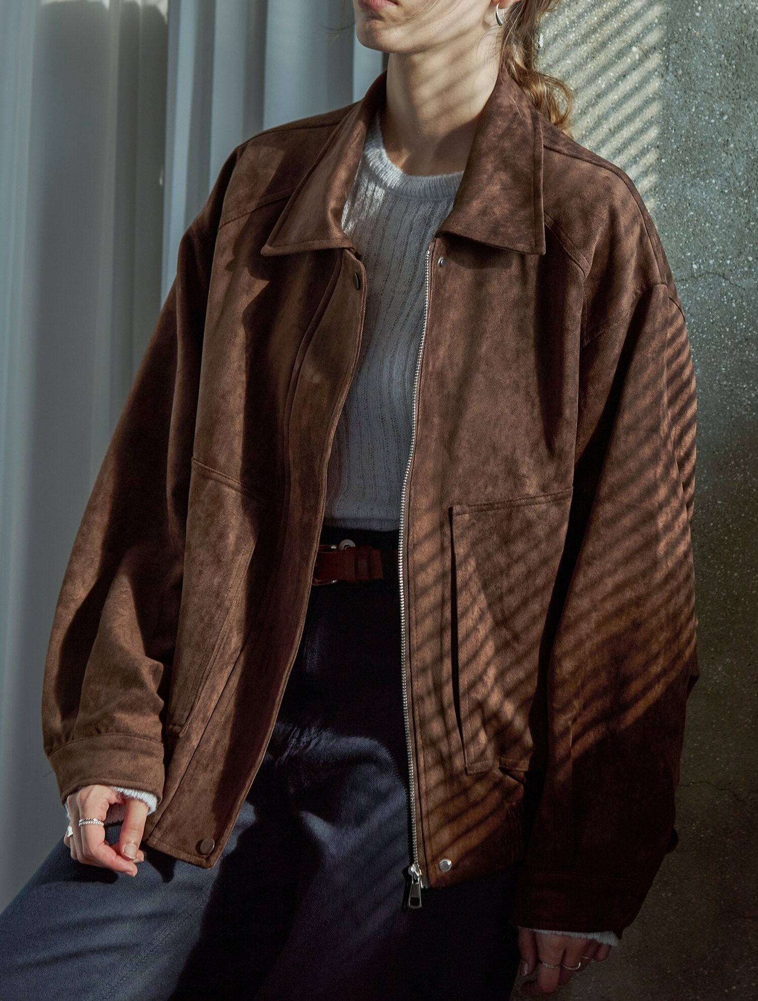 소프트 블루종 스웨이드자켓 BROWN
